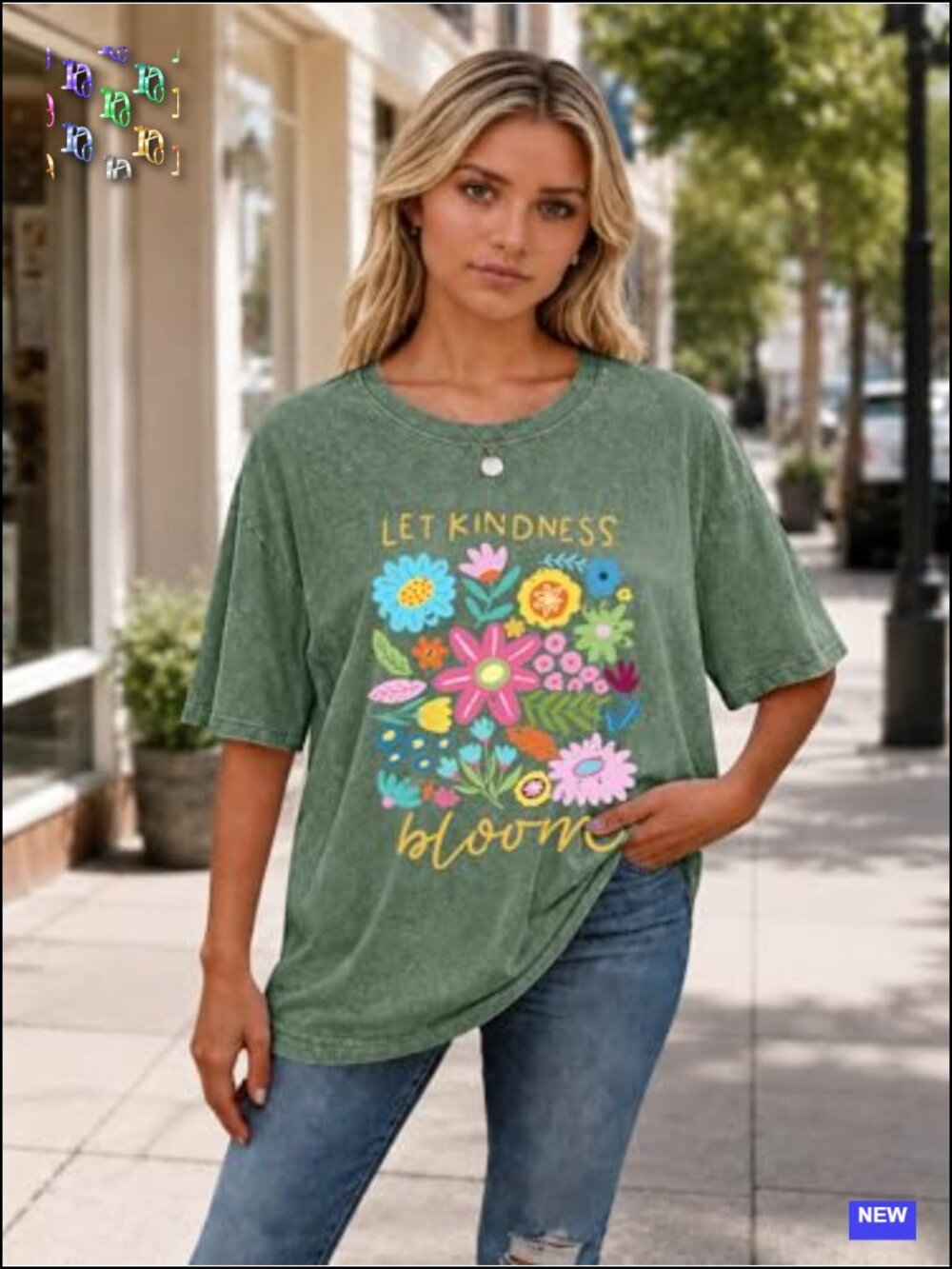 Oversized Graphic Tee Women Cotton Short Sleeve Summer Casual Loose Fit Boho Top - Picture 3 of 6